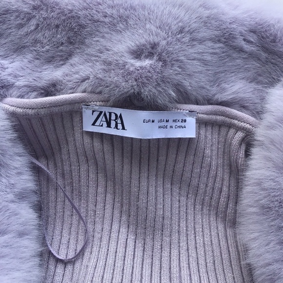 Zara lilac light purple faux fur ribbed cardigan sweater - Picture 10 of 13
